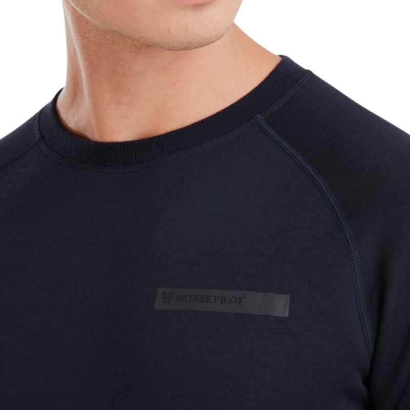 Horse Pilot - Men's Long Sleeve Merino Sweatshirt Dark Night | - Ohlala