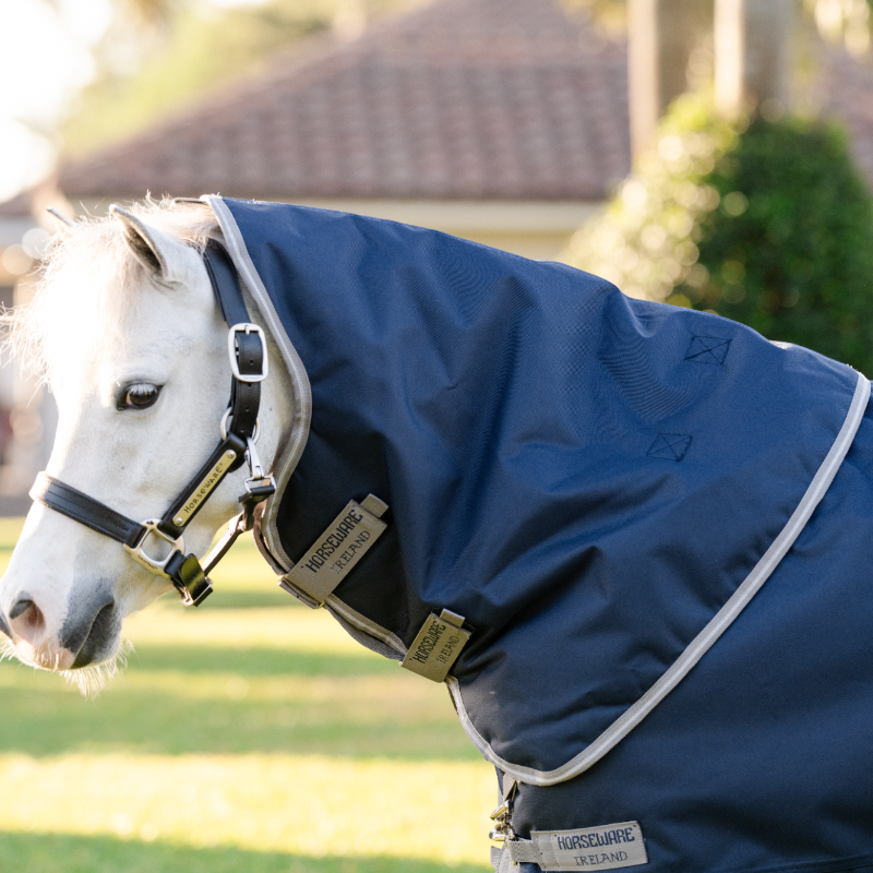 Horseware - Couverture d'extérieur Amigo Bravo Plus Pony Turnout marine/ titanium grey/ argent 250g