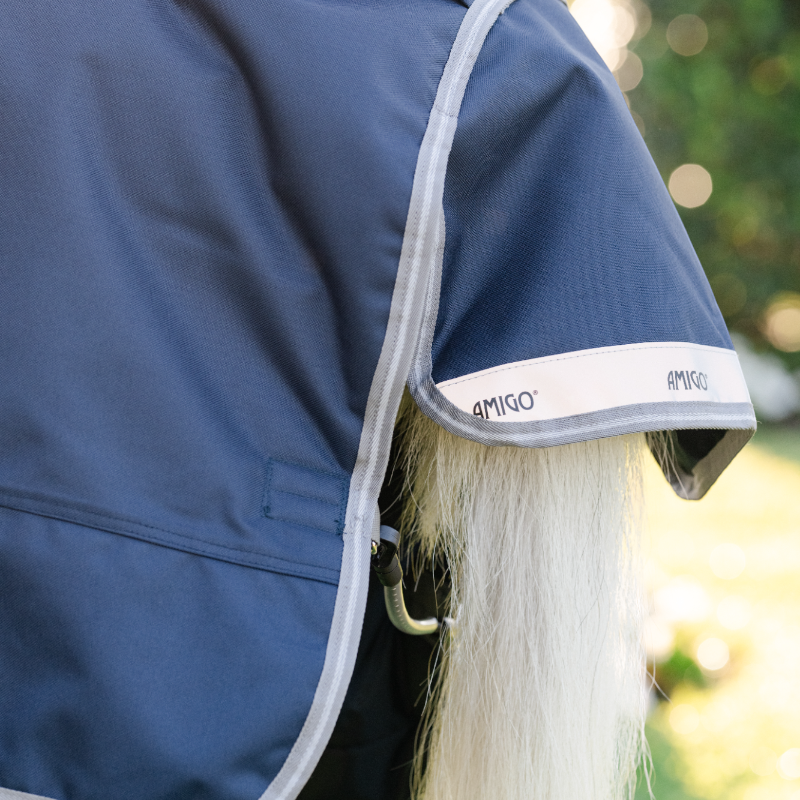 Horseware - Couverture d'extérieur Amigo Bravo Plus Pony Turnout marine/ titanium grey/ argent 250g
