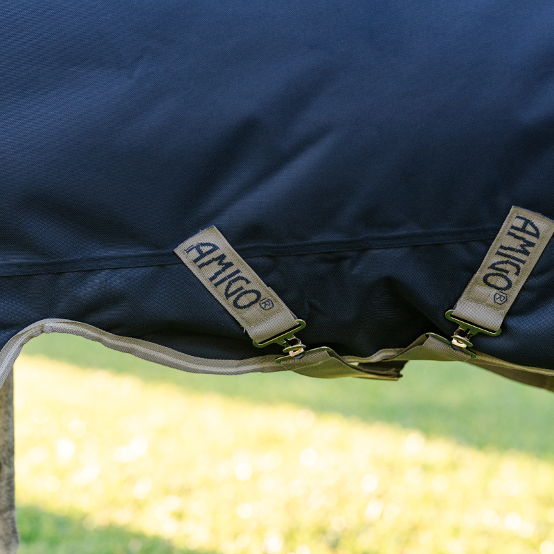 Horseware - Couverture d'extérieur Amigo Bravo Plus Pony Turnout marine/ titanium grey/ argent 250g