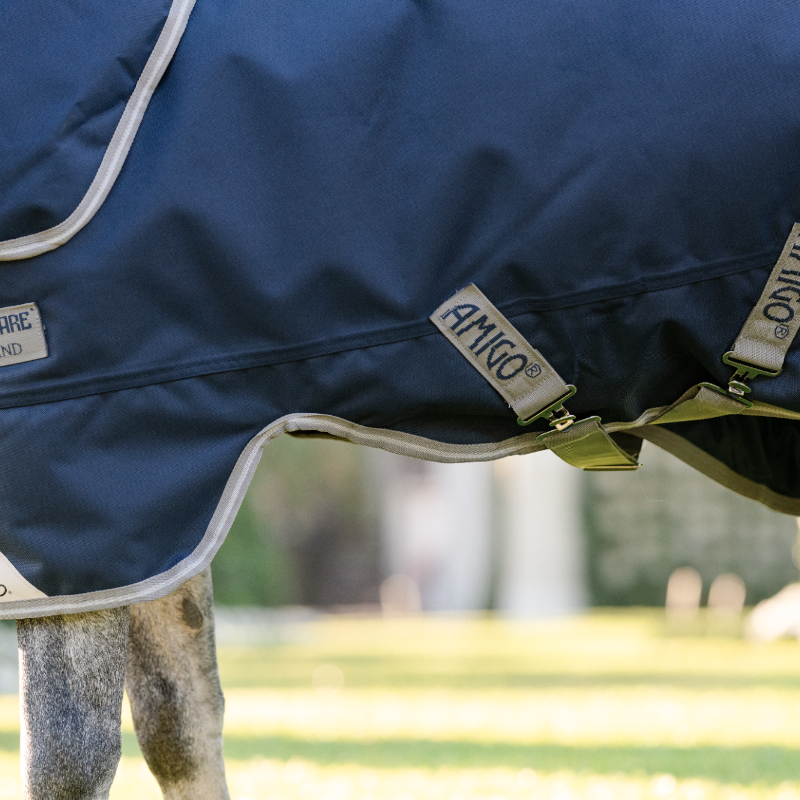 Horseware - Couverture d'extérieur Amigo Bravo Plus Pony Turnout marine/ titanium grey/ argent 250g