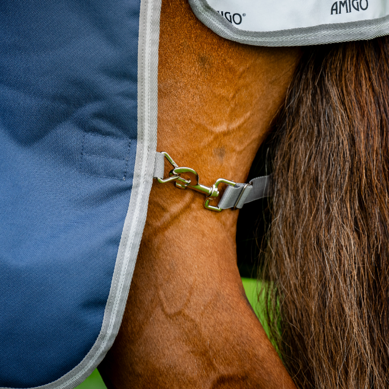 Horseware - Couverture d'extérieur Amigo Bravo Plus Turnout marine/ titanium grey/ argent 50g