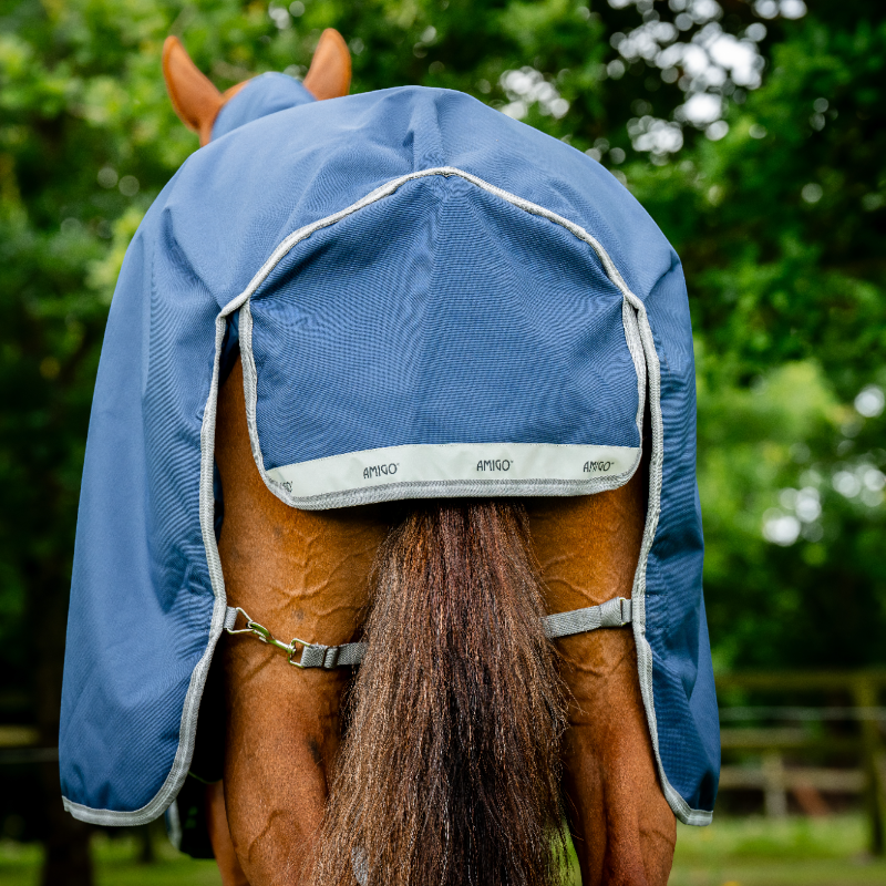 Horseware - Couverture d'extérieur Amigo Bravo Plus Turnout marine/ titanium grey/ argent 50g