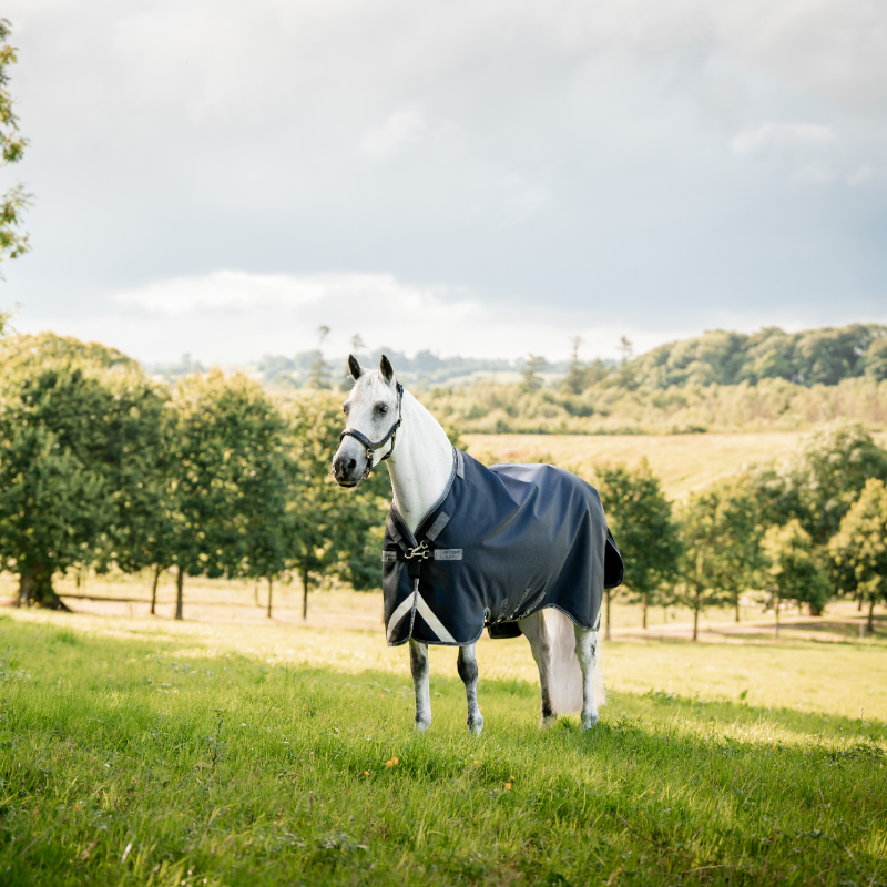 Horseware - Manta de exterior Rambo Turnout VL azul marino/ thunderstorm gris/ plata 450g | - Ohlala