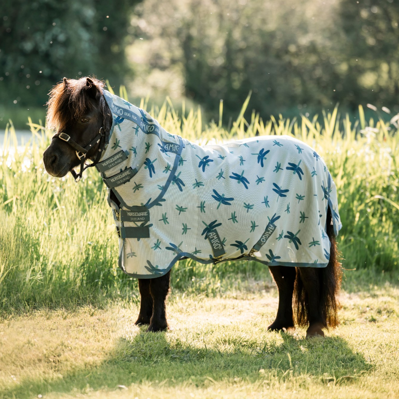 Horseware - Fliegendecke Amigo Bug Rug Plus Petite dragonfly print/ silber/ blau/ salbei | - Ohlala