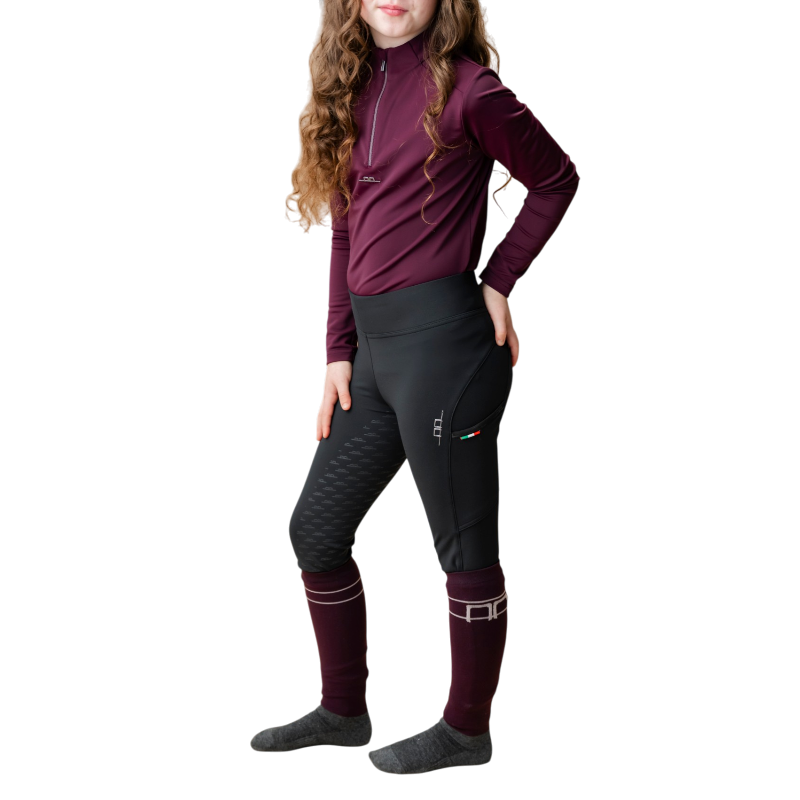 Horseware - Legging d'équitation enfant Alba Brushed noir full grip | - Ohlala