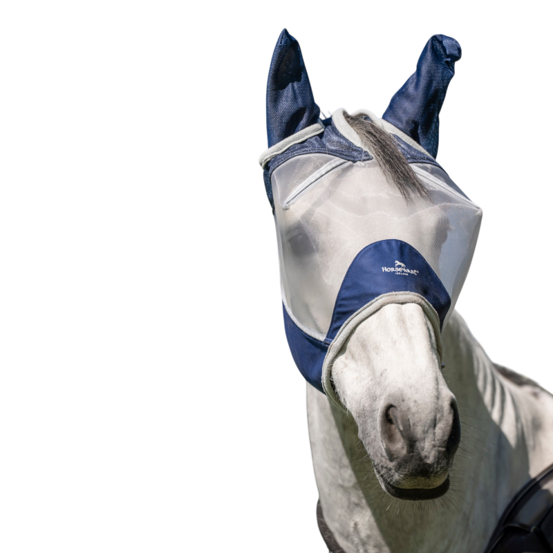 Horseware - Fliegenmaske Shield marine/ silver | - Ohlala