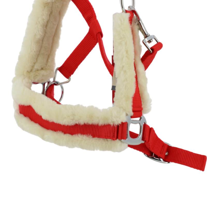 Equithème - Halster synthetisch schapenvacht rood