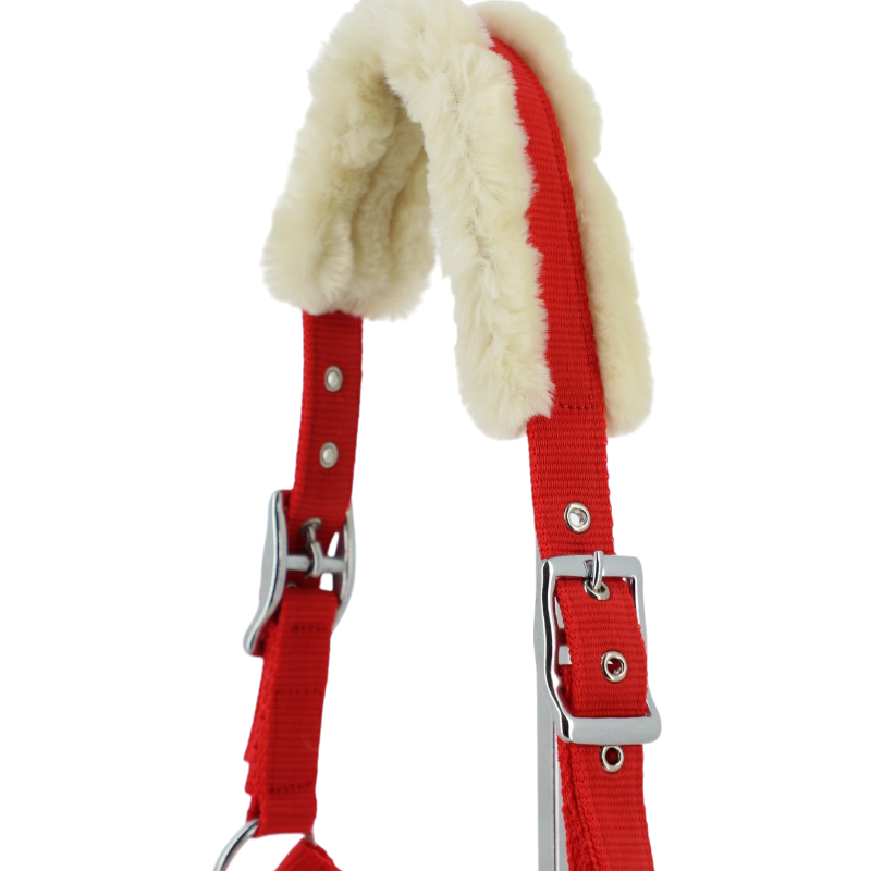 Equithème - Synthetic fleece headcollar red