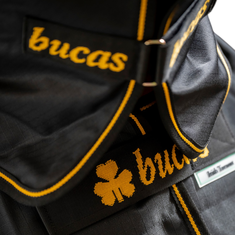 Bucas - Coperta da esterno Irish Turnout 300 nero/ gold coprispalla amovibile 300g