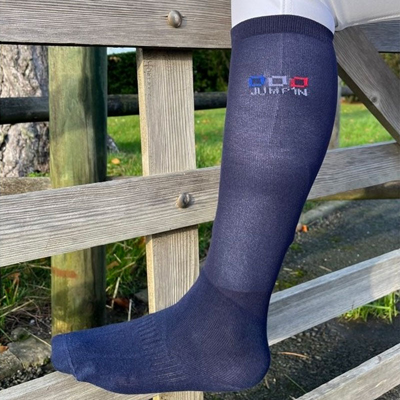 Jump'In - Chaussettes d'équitation lycra marine (x2) | - Ohlala