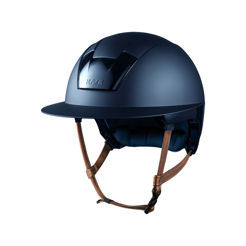 Kask - Casco de equitación Kookie Lady marino mate barboquejo beige