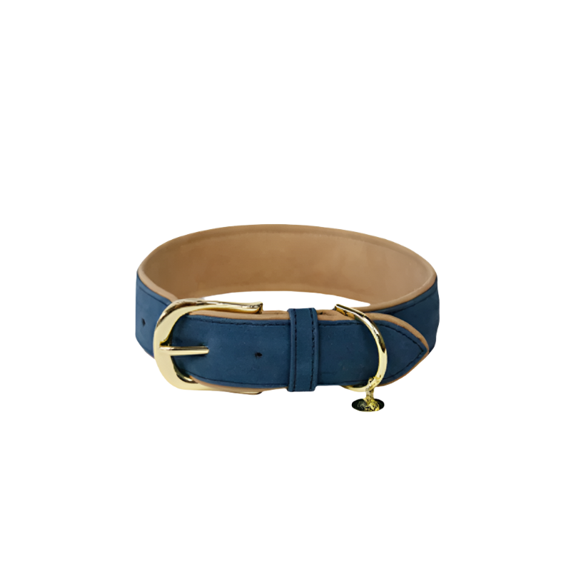 Kentucky Dogwear - Vegan leather dog collar navy/beige