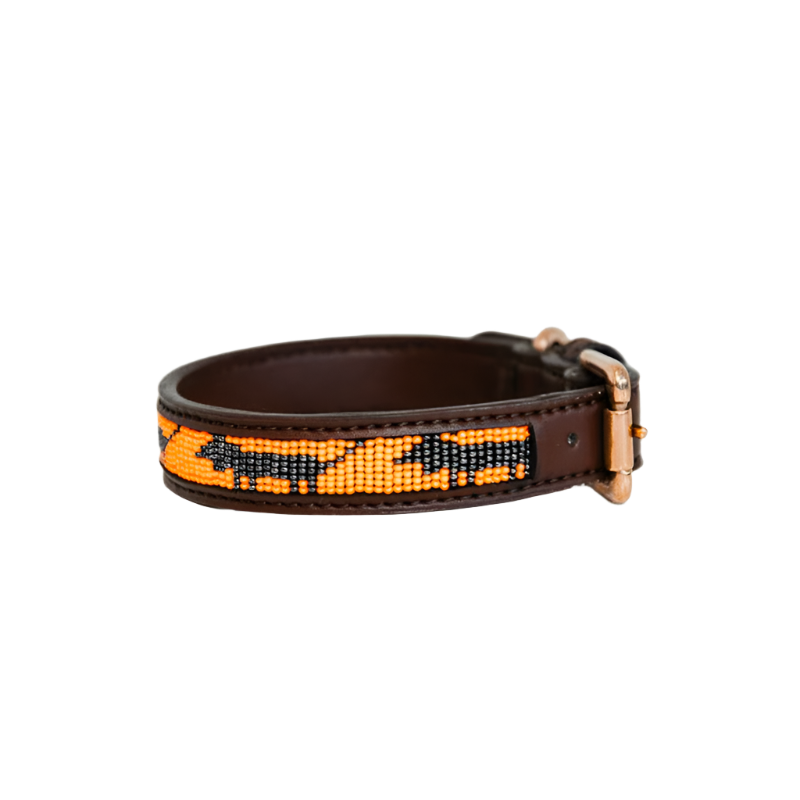 Kentucky Dogwear - Orange/Black Handmade Beaded Dog Collar