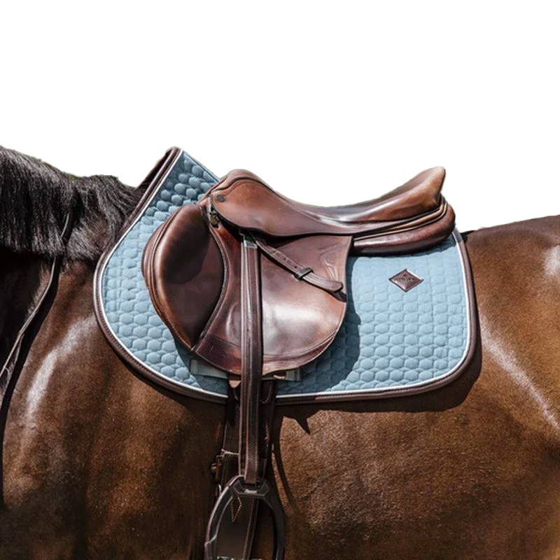 Kentucky Horsewear - Tapis de selle classic leather dusty blue | - Ohlala