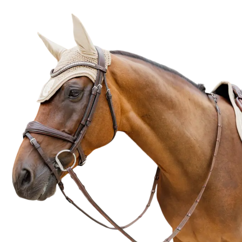 Kentucky Horsewear - Bonnet anti-mouches Wellington 3D Logo corde beige