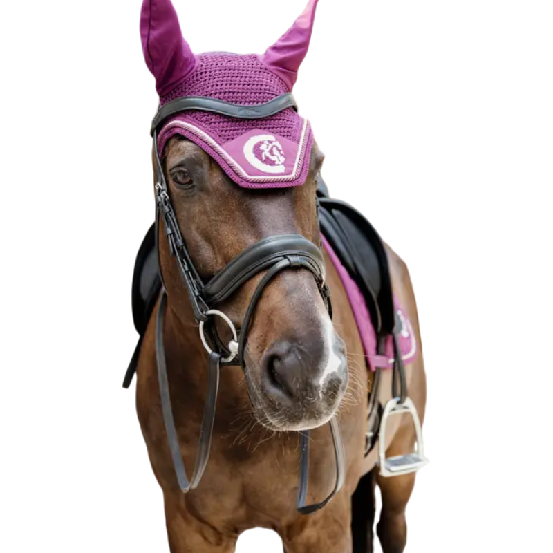 Kentucky Horsewear - Bonnet anti-mouches Wellington 3D Logo corde mauve