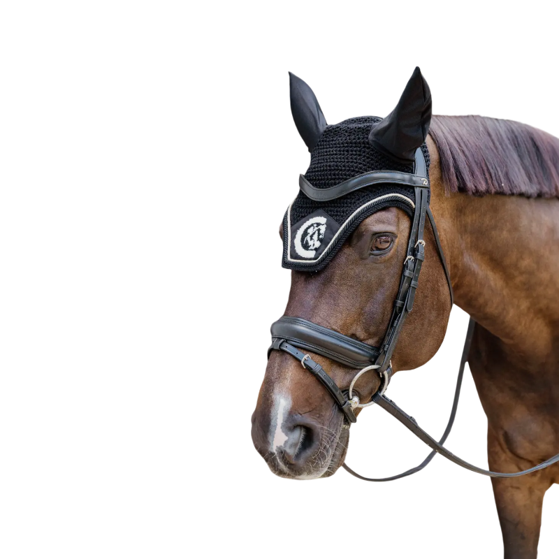Kentucky Horsewear - Bonnet anti-mouches Wellington 3D Logo corde noir