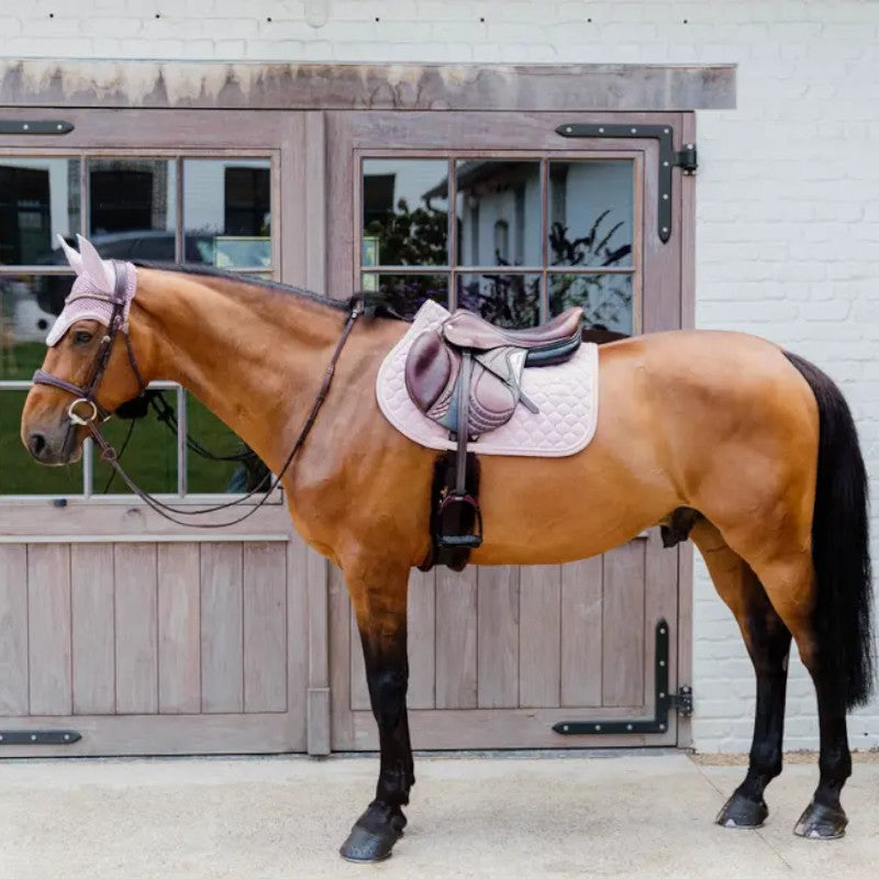 Kentucky Horsewear - Bonnet anti-mouches Wellington 3D Logo corde rose pâle
