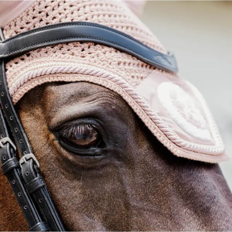 Kentucky Horsewear - Bonnet anti-mouches Wellington 3D Logo corde vieux rose