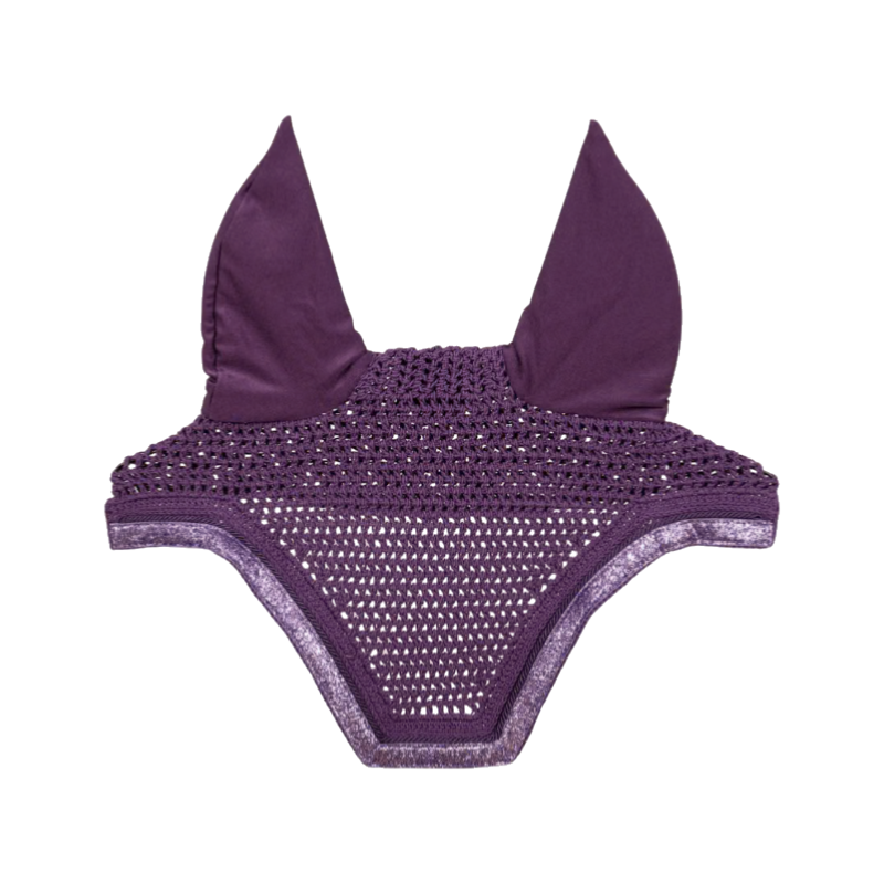 Geräuschdämmende Fliegenhaube Wellington mit Glitzer in Violett – Kentucky Horsewear