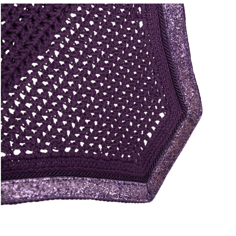Geräuschdämmende Fliegenhaube Wellington mit Glitzer in Violett – Kentucky Horsewear