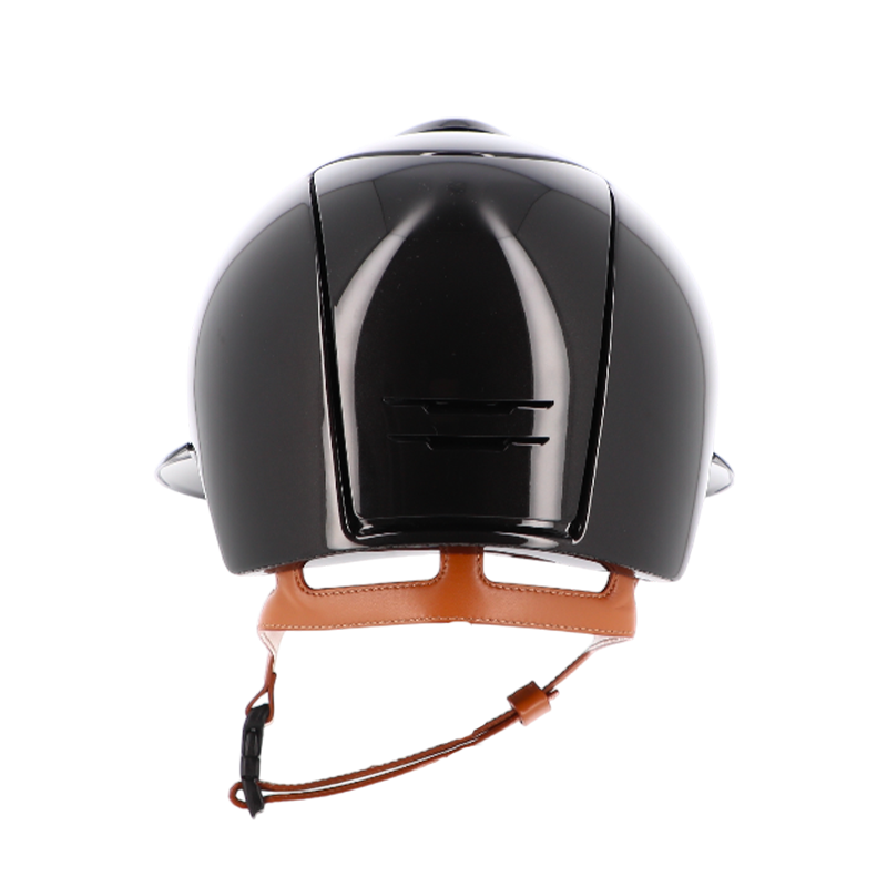 KEP - Cromo 2.0 New Shine black riding helmet with beige visor and chin strap 