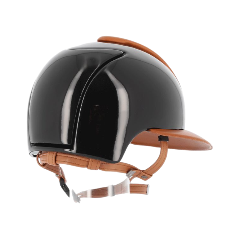 KEP - Casque personnalisé Cromo Polish Black Leather Cognac Visière Polo