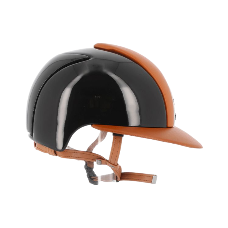 KEP - Casque personnalisé Cromo Polish Black Leather Cognac Visière Polo