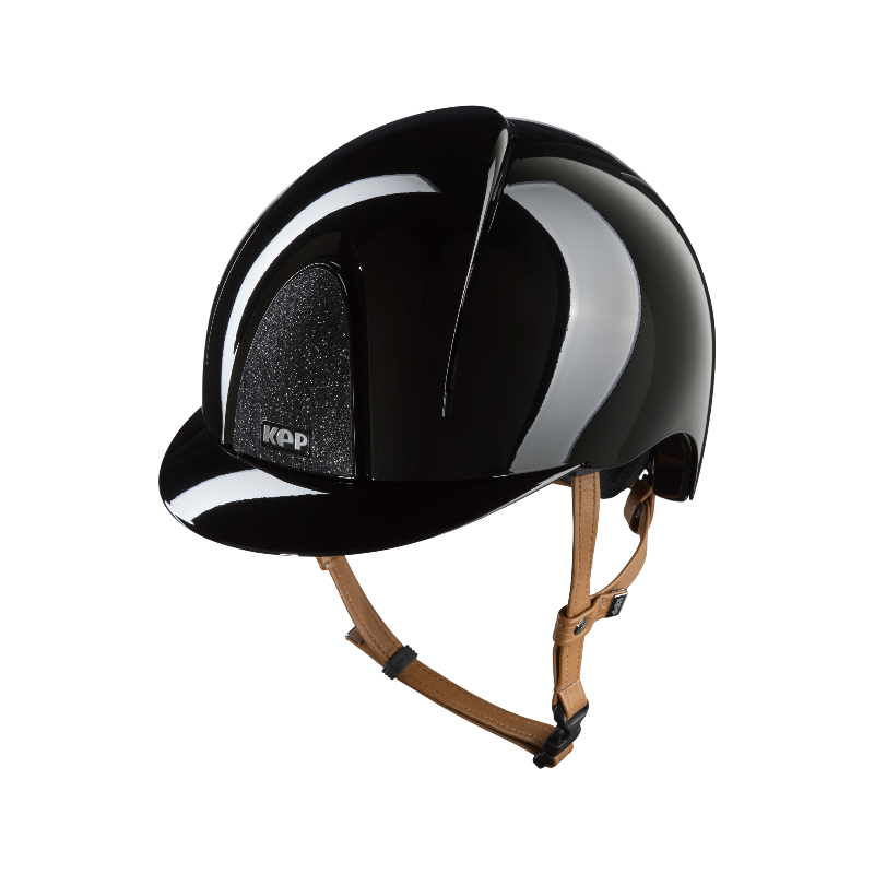KEP - Smart Nova Metal Polish black Star black standard visor beige chinstrap riding helmet | - Ohlala