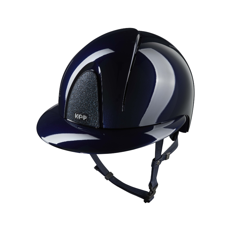 KEP - Smart Nova Metal Polish black Star blue polo visor riding helmet | - Ohlala