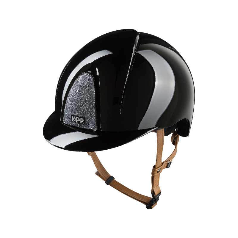 KEP - Smart Nova Metal Polish black Star silver standard visor beige chin strap riding helmet | - Ohlala