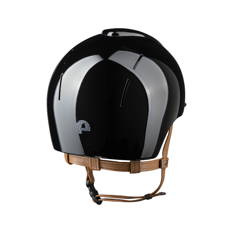 KEP - Smart Nova Metal Polish black Star silver standard visor beige chin strap riding helmet | - Ohlala