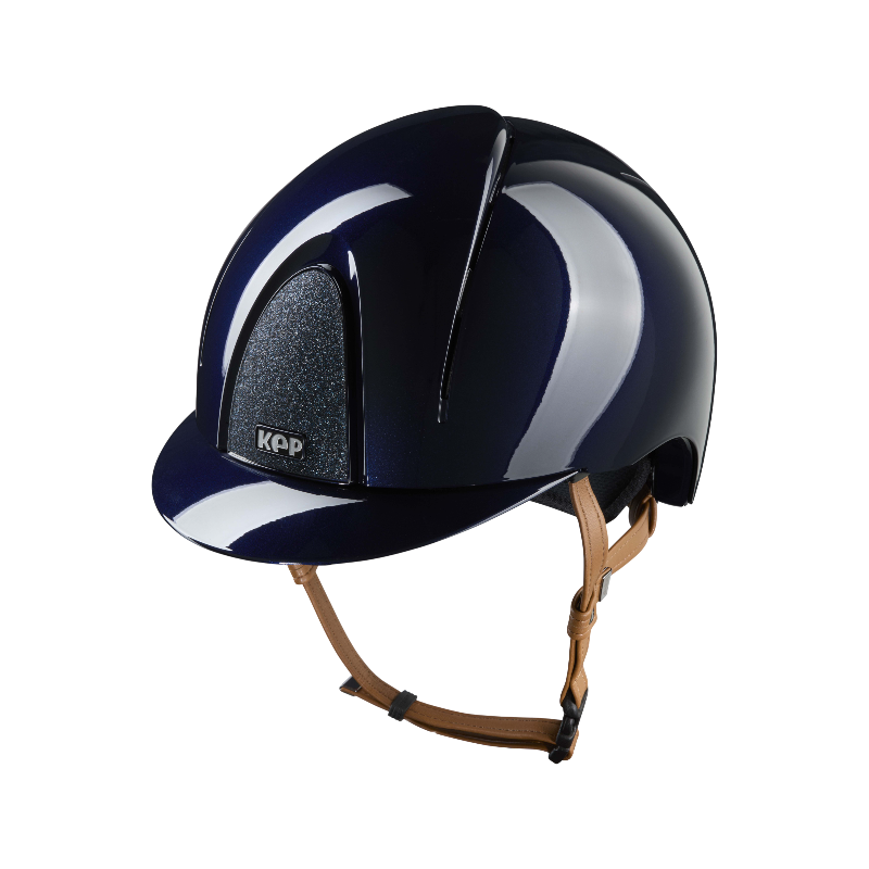 KEP - Casque d'équitation Smart Nova Metal Polish blue visière standard jugulaire beige | - Ohlala