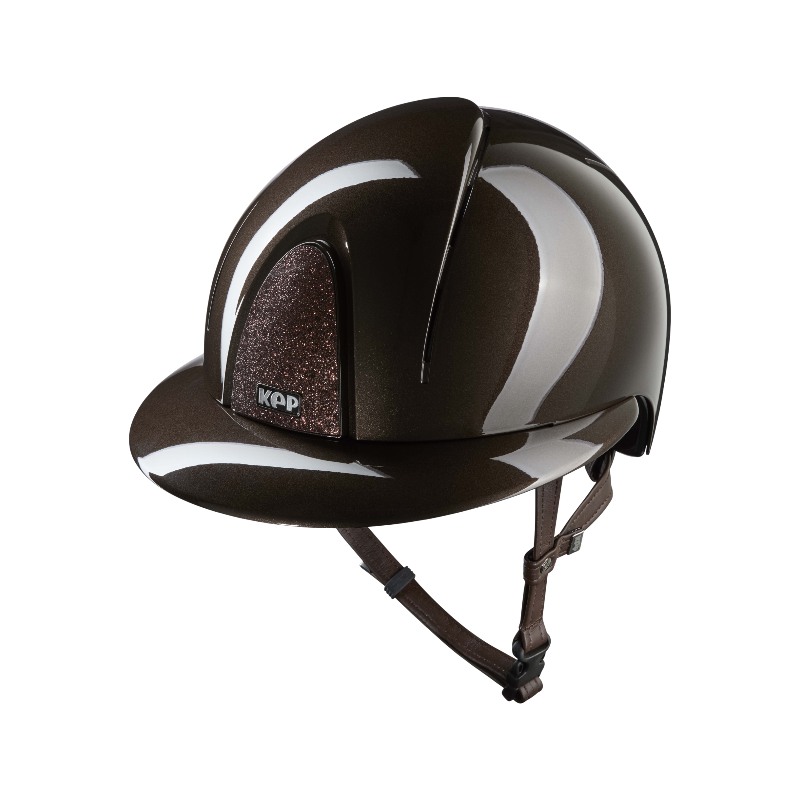 KEP - Smart Nova Metal Polish brown Star brown polo visor riding helmet | - Ohlala