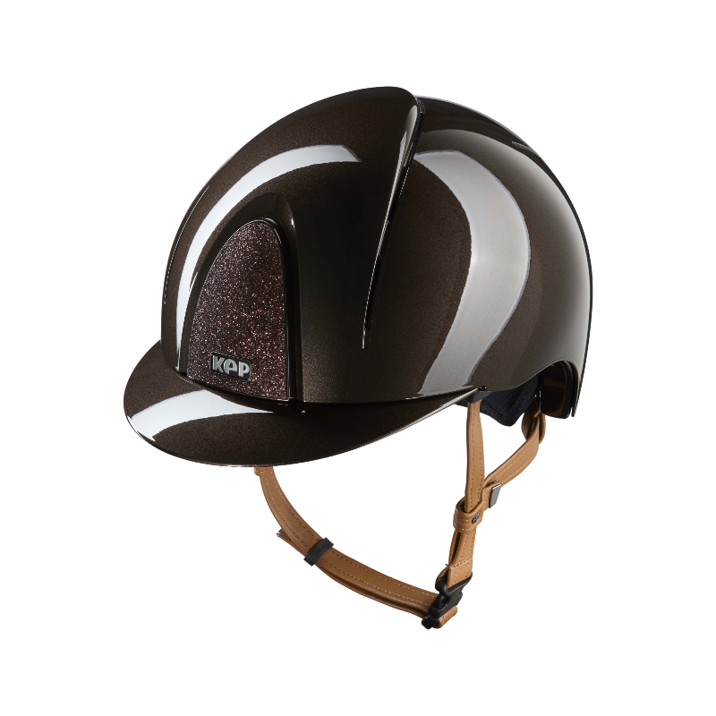 KEP - Smart Nova Metal Polish brown Star brown standard visor beige chin strap riding helmet | - Ohlala