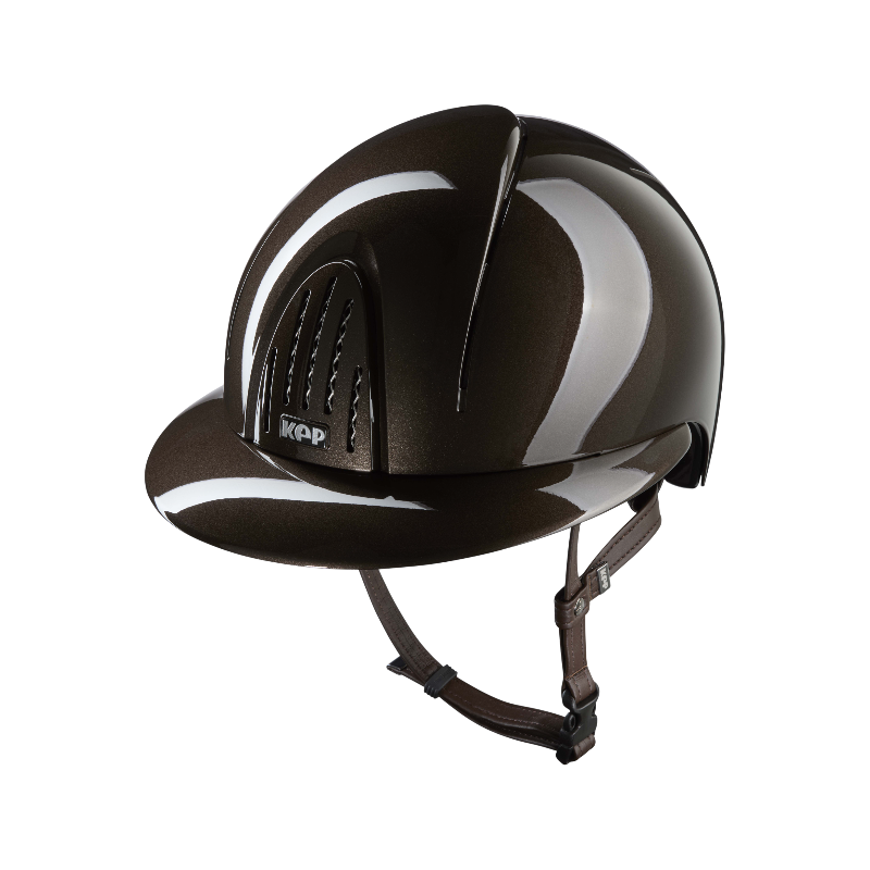 KEP - Kask jeździecki Smart Nova Metal Polish brązowy daszek polo | - Ohlala