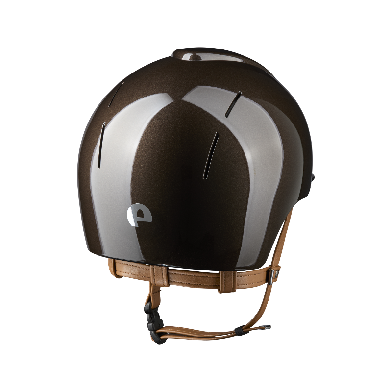 KEP - Smart Nova Metal Polish brown standard visor beige chin strap riding helmet | - Ohlala