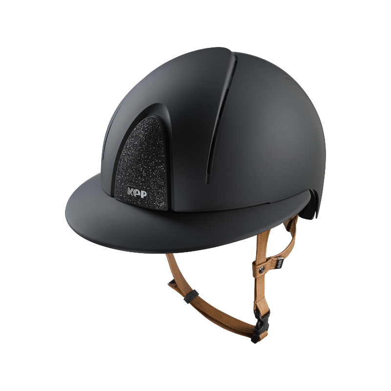 KEP - Smart Nova Textile Riding Helmet black Star black polo visor beige chin strap | - Ohlala