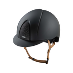 KEP - Smart Nova Textile Riding Helmet black Star black standard visor beige chin strap | - Ohlala