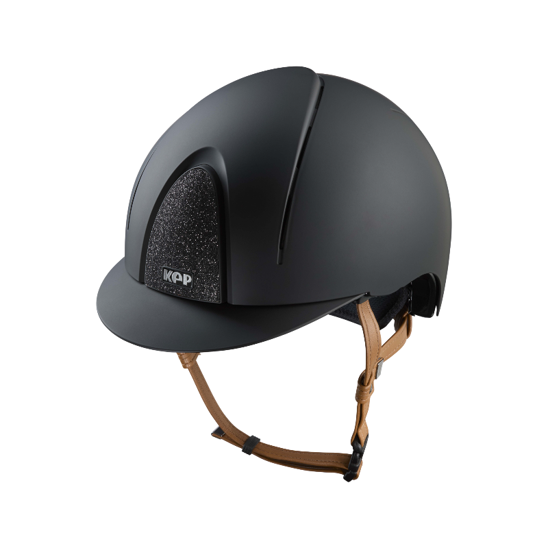 KEP - Smart Nova Textile Riding Helmet black Star black standard visor beige chin strap | - Ohlala
