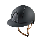 KEP - Smart Nova Textile black Star silver riding helmet polo visor beige chin strap | - Ohlala