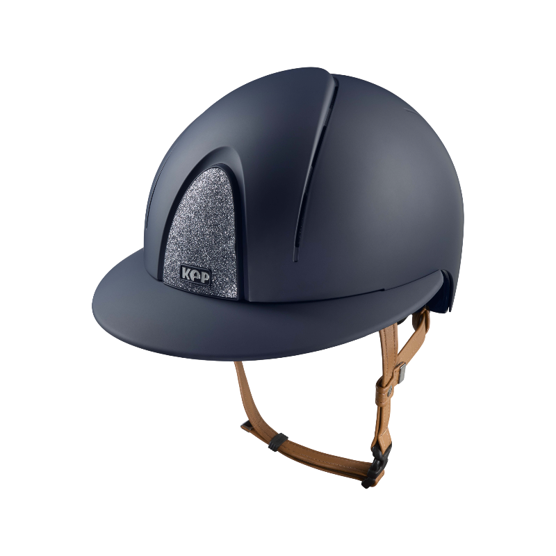 KEP - Smart Nova Textile blue Star silver polo visor beige chin strap riding helmet | - Ohlala