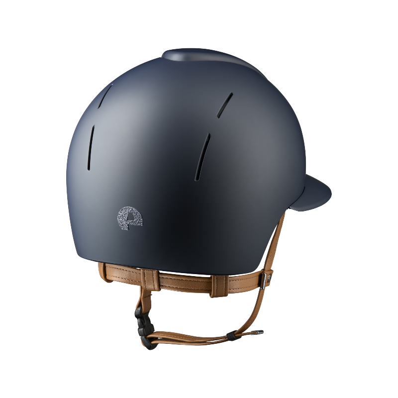 KEP - Smart Nova Textile Riding Helmet blue polo visor beige chin strap | - Ohlala