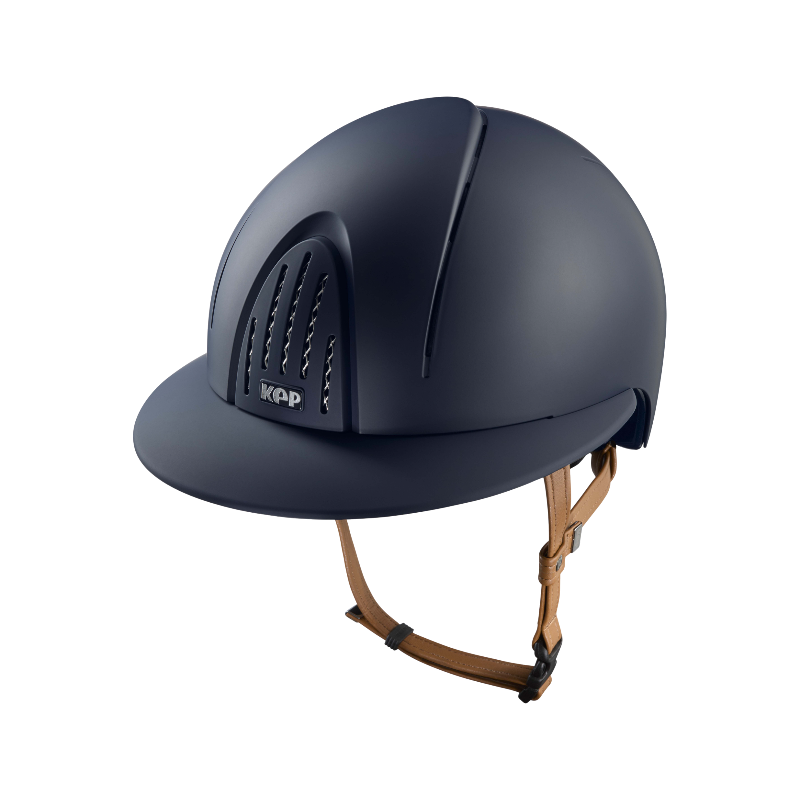 KEP - Smart Nova Textile blue polo visor beige chin strap riding helmet | - Ohlala