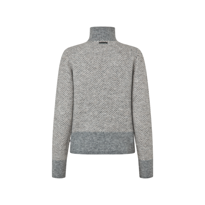 Kingsland - Damski sweter z wysokim kołnierzem na suwak KLAudrey light grey melange