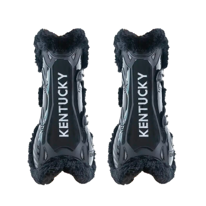 Kentucky Horsewear - Guêtres ouvertes mouton noir vegan Bamboo Elastique noir x2