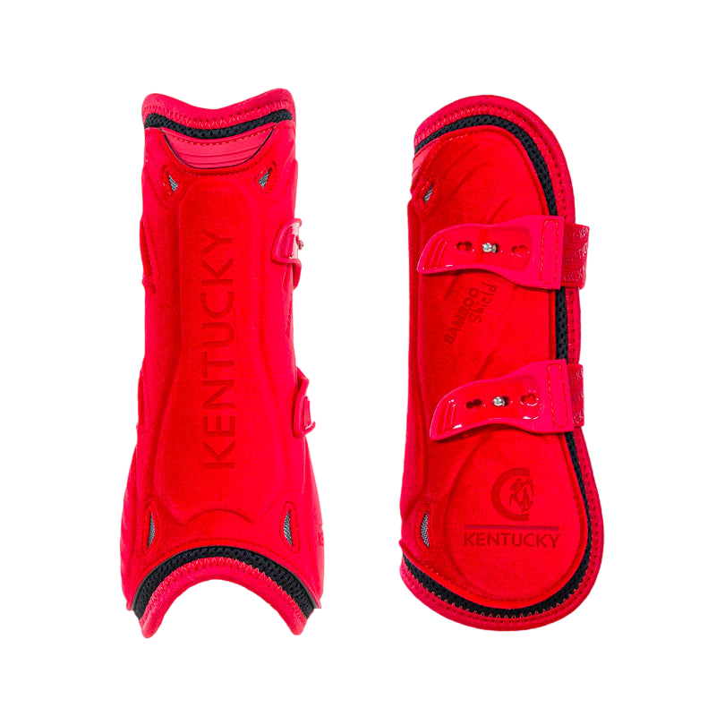 Kentucky Horsewear - Guêtres ouvertes Bamboo Elastic Velvet rouge | - Ohlala