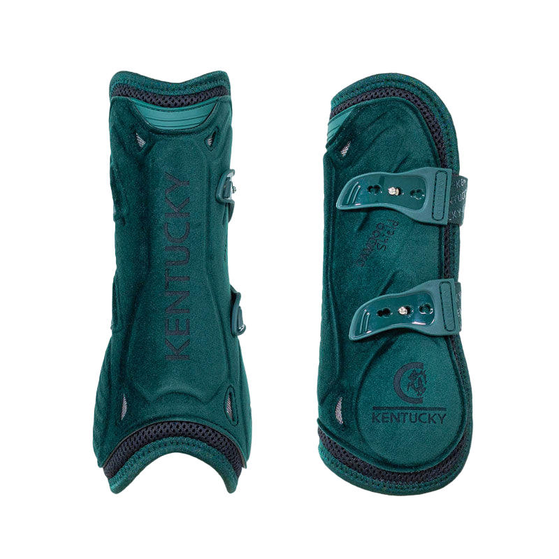 Kentucky Horsewear - Guêtres ouvertes Bamboo Elastic Velvet vert foncé | - Ohlala