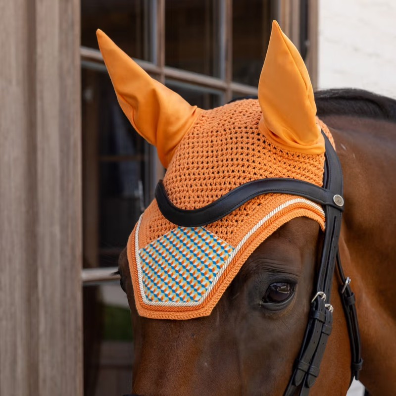 Kentucky Horsewear - 馬用ボンネット Wellington Velvet Printing カラフルキューブ | - Ohlala